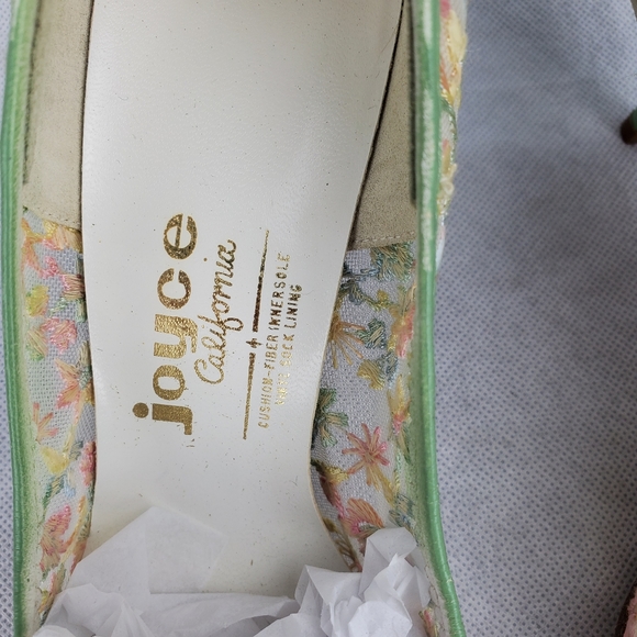 Vtg Floral Lace Joyce Heels Pastel California Sz 8 - Picture 7 of 13